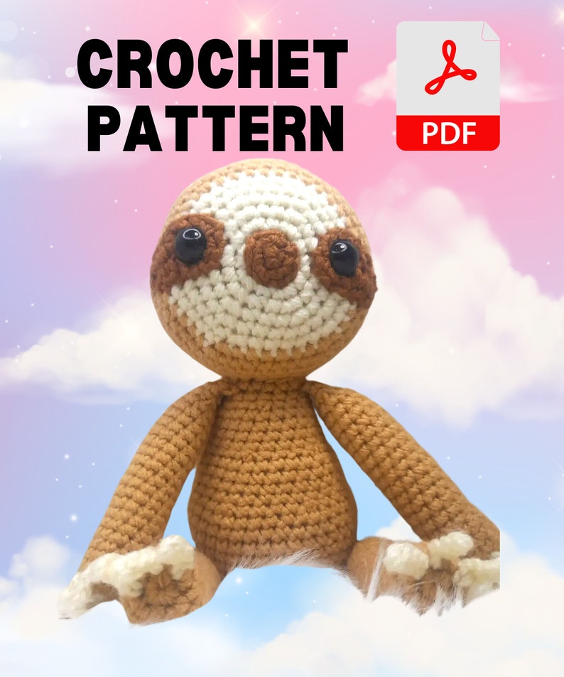 Adorable Sloth Crochet Pattern - Amigurumi Sloth PDF Pattern, Digital ...