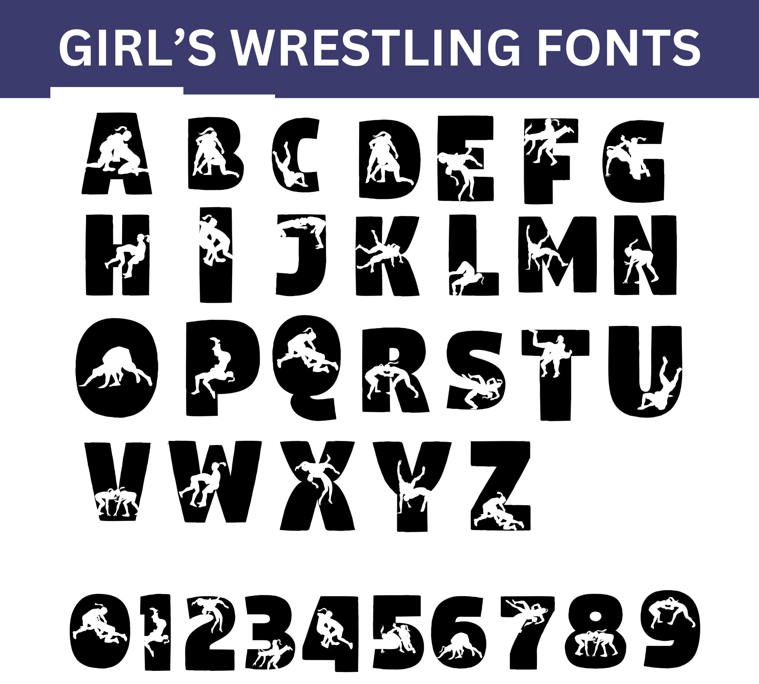 Wrestler Letters Girls Wrestling Alphabet and Number Digital File | OTF and TTF ...