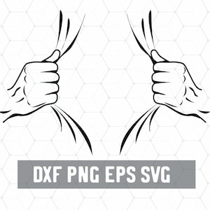 Tear Away SVG - Ripped Shirt Svg - Open Shirt - Digital Download - Fist Bump PNG - Craft Supplies - Cut File for Silhouette