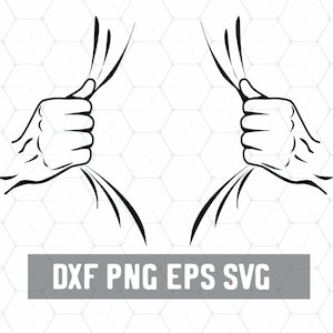 Tear Away SVG - Ripped Shirt Svg - Open Shirt - Téléchargement numérique - Fist Bump PNG - Craft Supplies - Fichier coupé pour silhouette