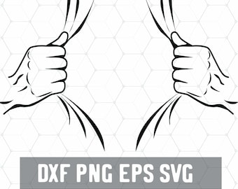 Tear Away SVG - Rippen Shirt Svg - Open Shirt - Digitaler Download - Faust Bump PNG - Bastelbedarf - Plotterdatei für Silhouette