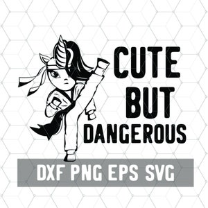 Unicorn Taekwondo DXF  - Karate Unicorn - Black Belt - Martial Arts Digital - Tae Kwon Do - Ninja Girl - SVG PNG Download