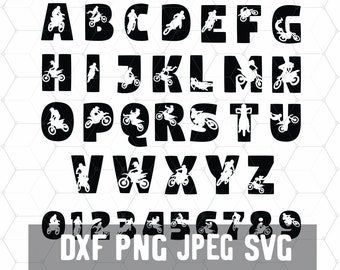 Motorcross Fonts Svg - Biker  Alphabet Fonts Cricut - Digital Download - Braap - Dirt Bike Letters  Numbers - Cut File for Silhouette