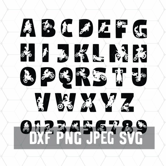 Motorcross Fonts Svg Biker Alphabet Fonts Cricut Digital Etsy