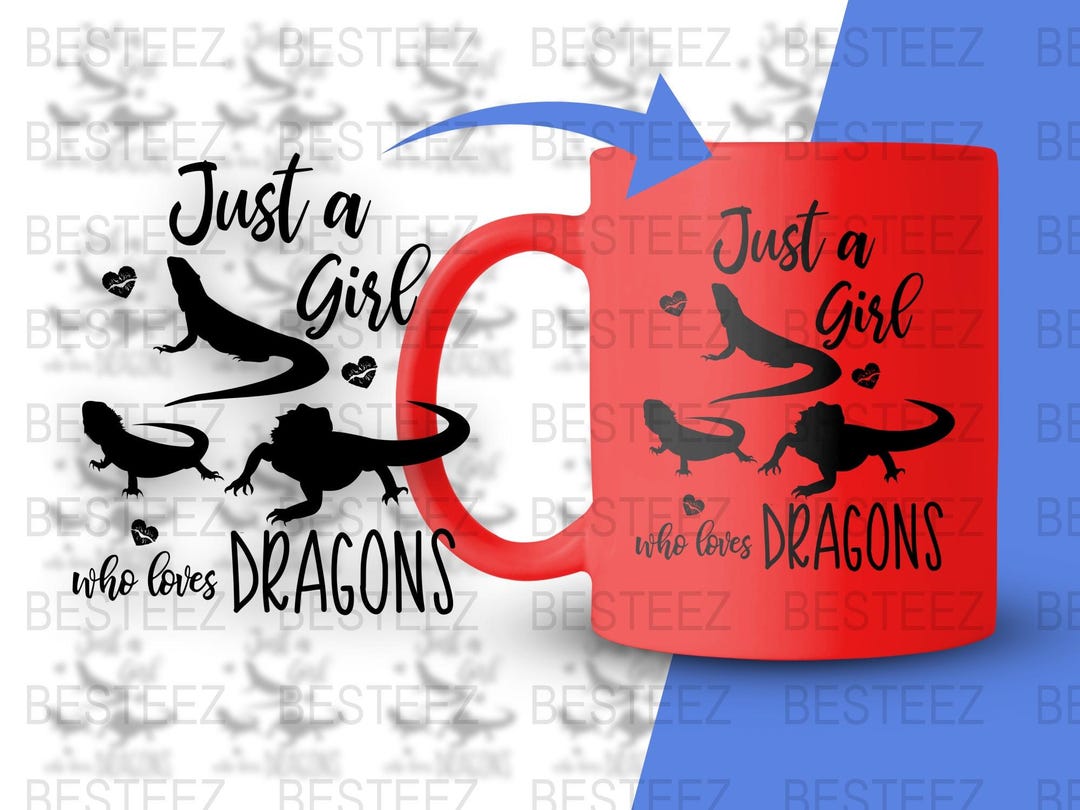 Bearded Dragon Tshirt, Just a Girl Who Loves Dragons, Reptile Digital ...