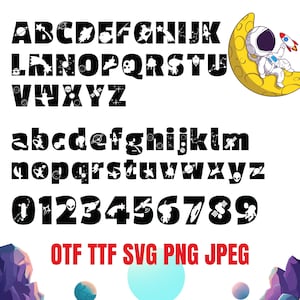 Tipografia Galáctica - Fonte do Alfabeto Espacial - Otf, Ttf, Svg, JPEG, PNG, DXF - Maiúsculas, Minúsculas, Números
