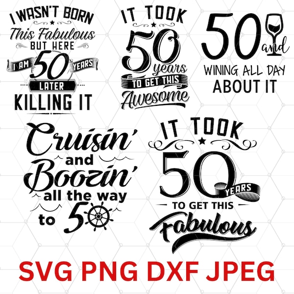 Jubilé d'or - 50e anniversaire Bundle - SVG, JPEG, PNG et DxF Digital Designs