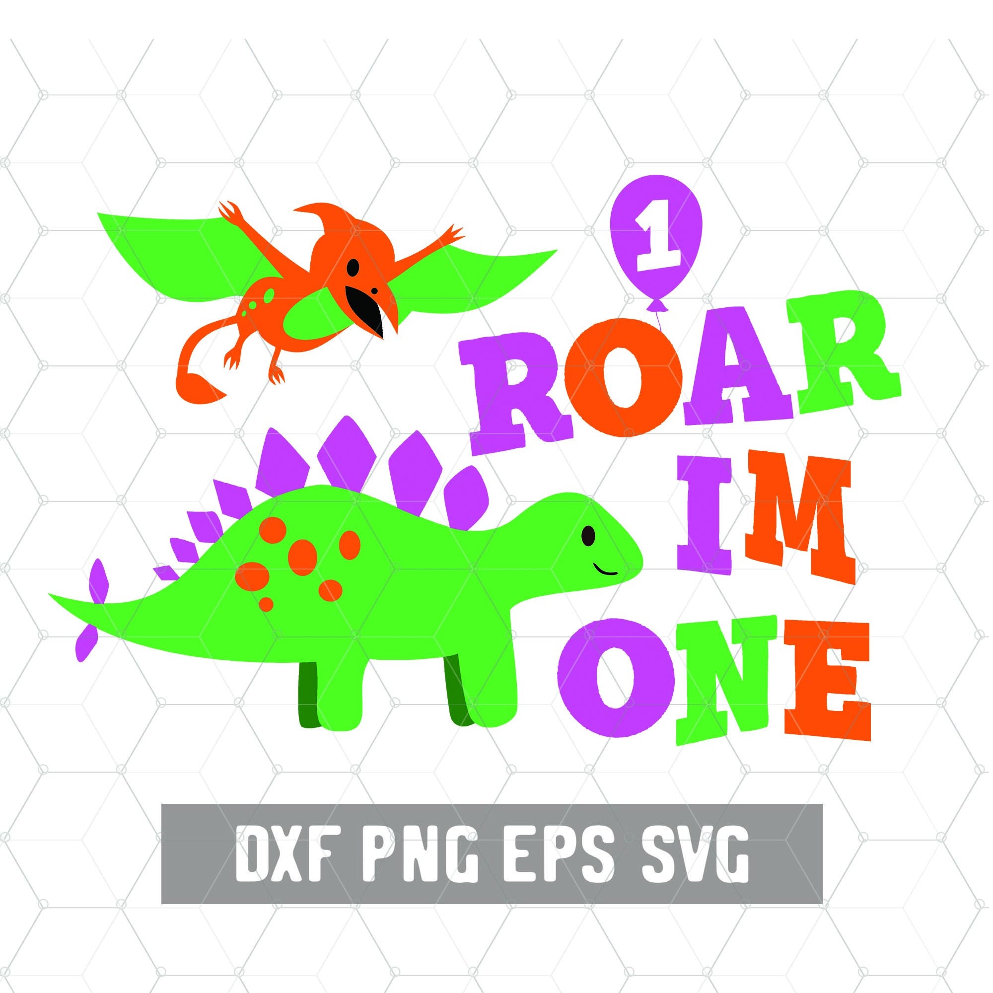 Download Roar I'm One 1st Year Birthday Dino Trex Svg 1st | Etsy