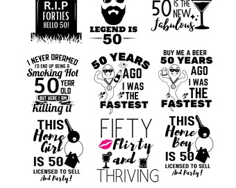 50th Birthday - 50 Years Svg - Birthday 50 PNG - Digital Download - Birthday Cricut - Craft Supplies - Party Favors