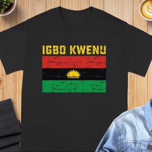 Igbo Kwenu T-Shirts, Biafra Flag Apparel, Patriotic Nigeria Gift, Nigerian Pride Clothing, West Africa Souvenir T-Shirts