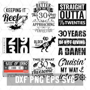Divertente 30esimo Compleanno - 30 Anni Uomini Svg - Compleanno 30 Papà PNG - Download Digitale - Compleanno Cricut - Forniture Artigianali - Taglia File per Silhouette