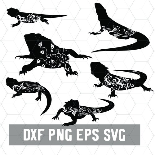 Bearded Dragon SVG - Reptile Svg - Lizard Lady Dxf - Téléchargement numérique - Beardie Dragon PNG - Craft Supplies - Cut File for Silhouette