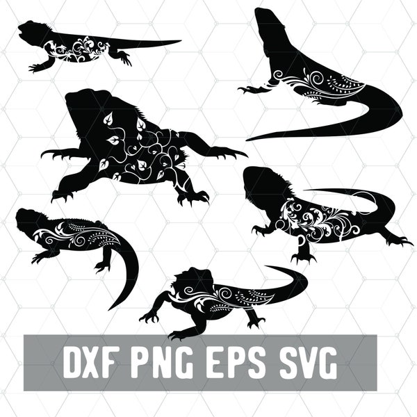 Bearded Dragon SVG - Reptile  Svg - Lizard Lady Dxf - Digital Download - Beardie Dragon PNG - Craft Supplies - Cut File for Silhouette