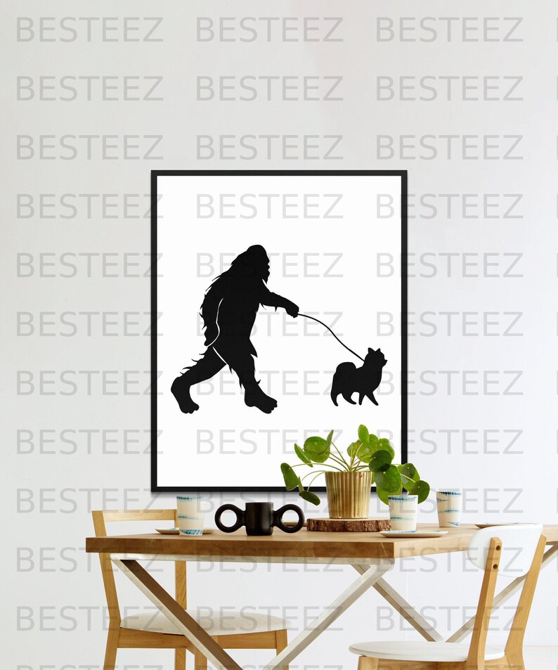 Bigfoot Walking Pomeranian Svg File- Dog Rescue Png - Digital Download - Cut File for Silhouette image 4