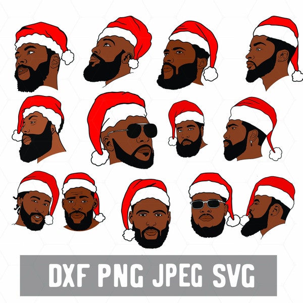 Black Santa Claus SVG- Melanated Christmas Download -African American - Afro King Dad - Cricut Vector Download