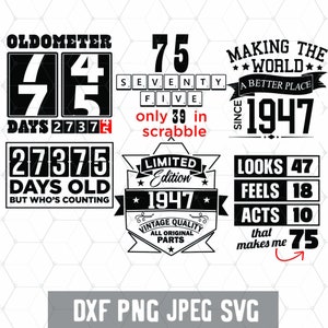 Funny 75th Birthday - 75 Years Svg - Fabulous 75 Year PNG - Digital Download - Birthday Cricut - Craft Supplies - Cut File for Silhouette