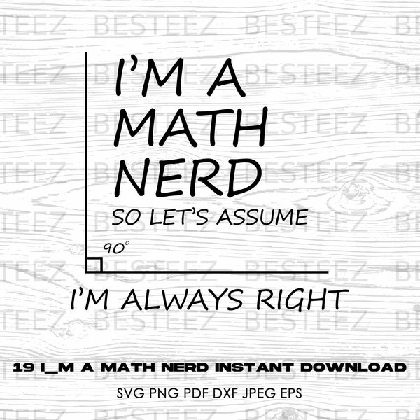 I'm A Math Nerd Svg File- Mathematics Png - Digital Download - Cut File for Silhouette