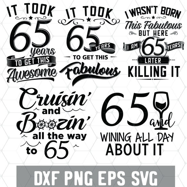 Funny 65th Birthday - 65 Years Svg - Birthday 65 Year PNG - Digital Download - Birthday Cricut - Craft Supplies - Cut File for Silhouette