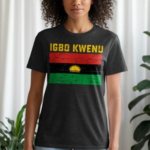 Igbo Kwenu Flag T-Shirt, Biafra Flag Tee, Distressed Pride Shirt, Nigeria Culture T-Shirt, Africa Heritage Gift, Patriotism T-Shirt