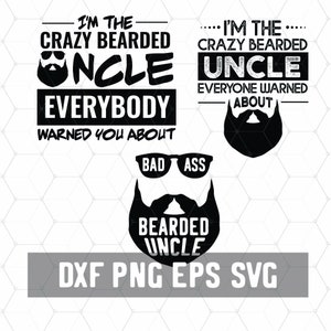 Loco barba tío SVG - divertido tío regalo - barbudo hombre vector- Descarga digital - Padrino Dxf - Archivo de corte para silueta