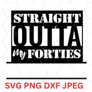 Topper de bolo de 40 anos SVG, PNG, DXF - Nome personalizado Decoração de festa de 40 anos - Design digital