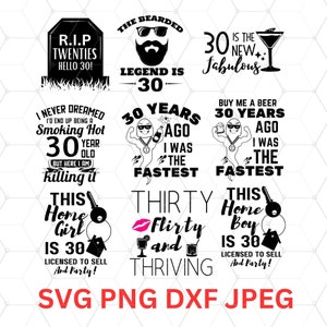 30 Jahre Bundle - 30 Jahre SVG - Geburtstag Cricut - Geburtstag Cricut - Schnitt Datei für Silhouette