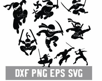 Ninja Poses SVG - Ninja Fighter Svg - Martial Arts - Digital Download - Ninja Silhouette - Ninja Party - Cut File for Silhouette