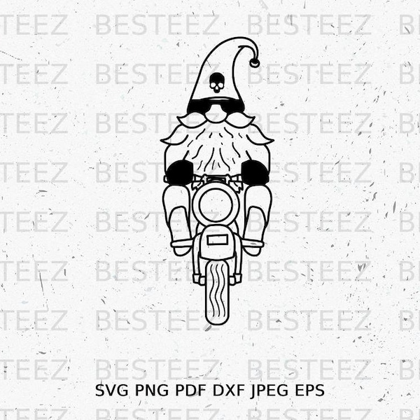 Gnome Biker Svg File- Gnomes Motocross Png - Merry Christmas - Digital Download - Cut File for Silhouette
