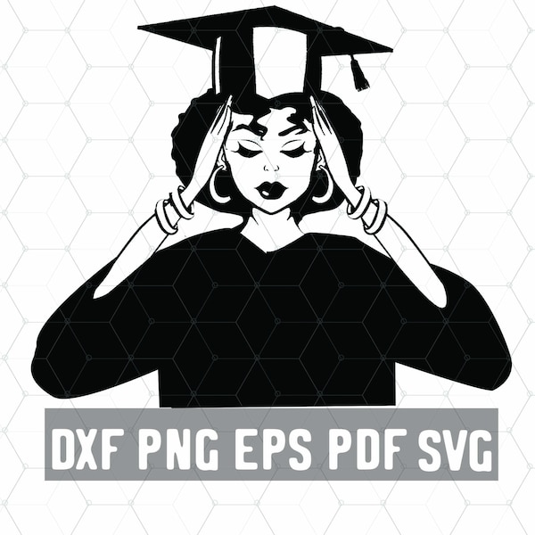Melanin Black Graduate SVG - Educated Queen - Black Girl Graduation PNG - African American Women DXF - Download
