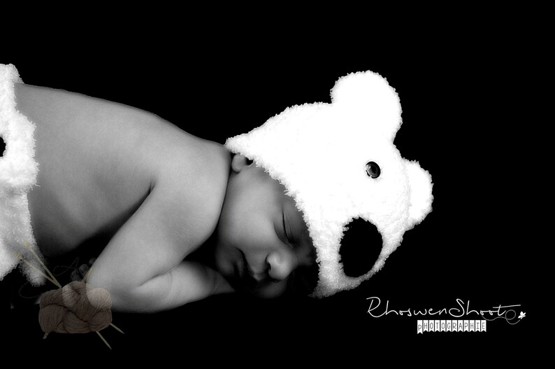 Baby set in wool cap slipper and polar bear diaper handmade crochet