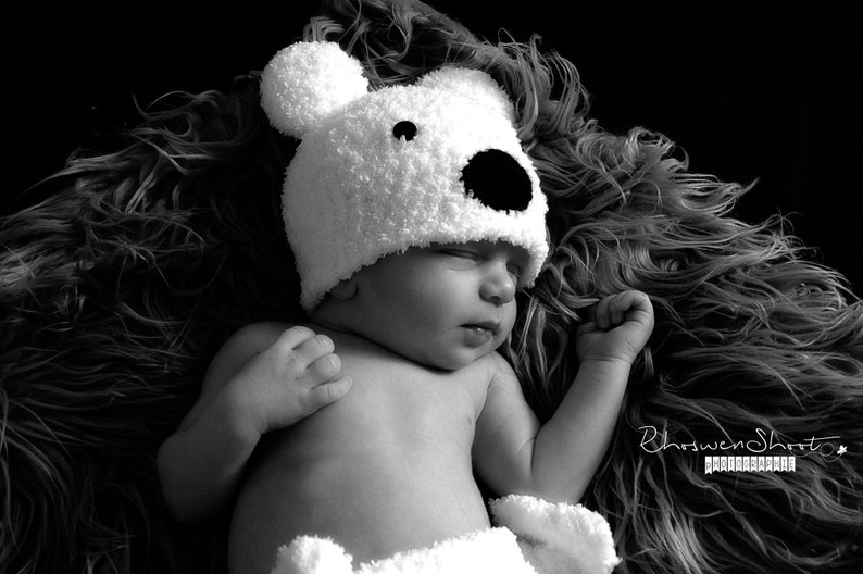 Baby set in wool cap slipper and polar bear diaper handmade crochet