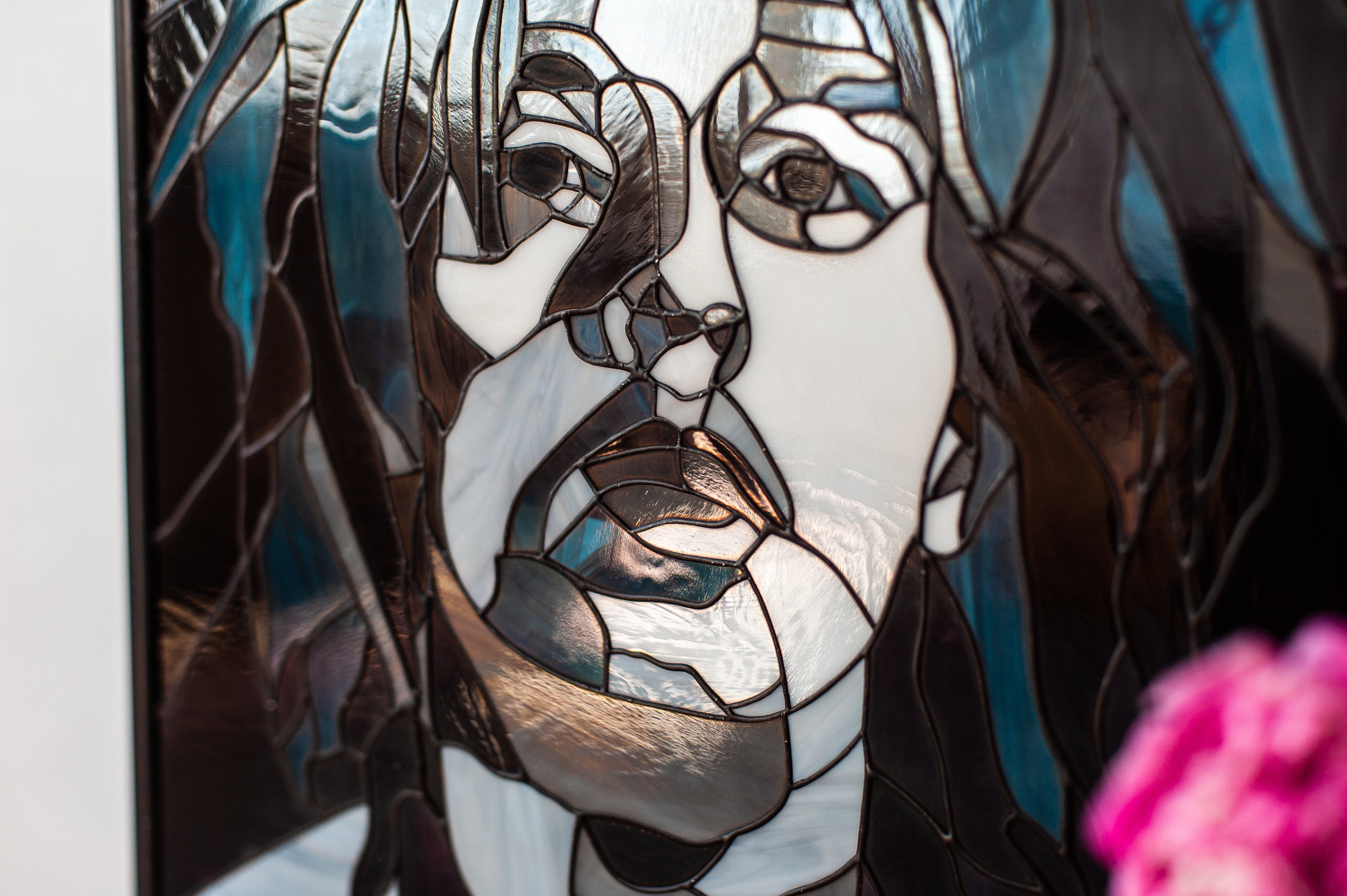 Wall decor black and white wall hanging art glass painting | Etsy