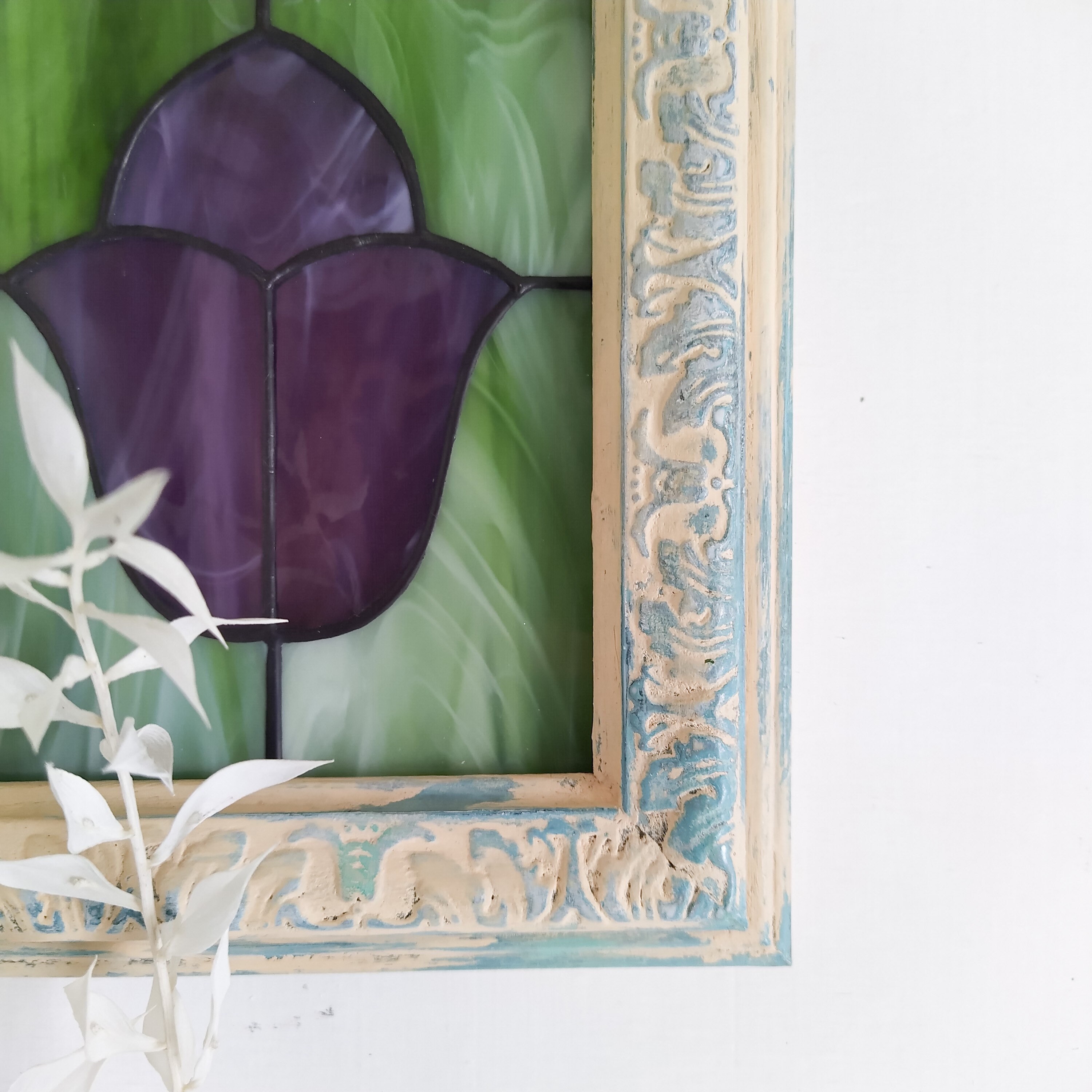 Panel in a frame for hanging on the wall stained glass Etsy