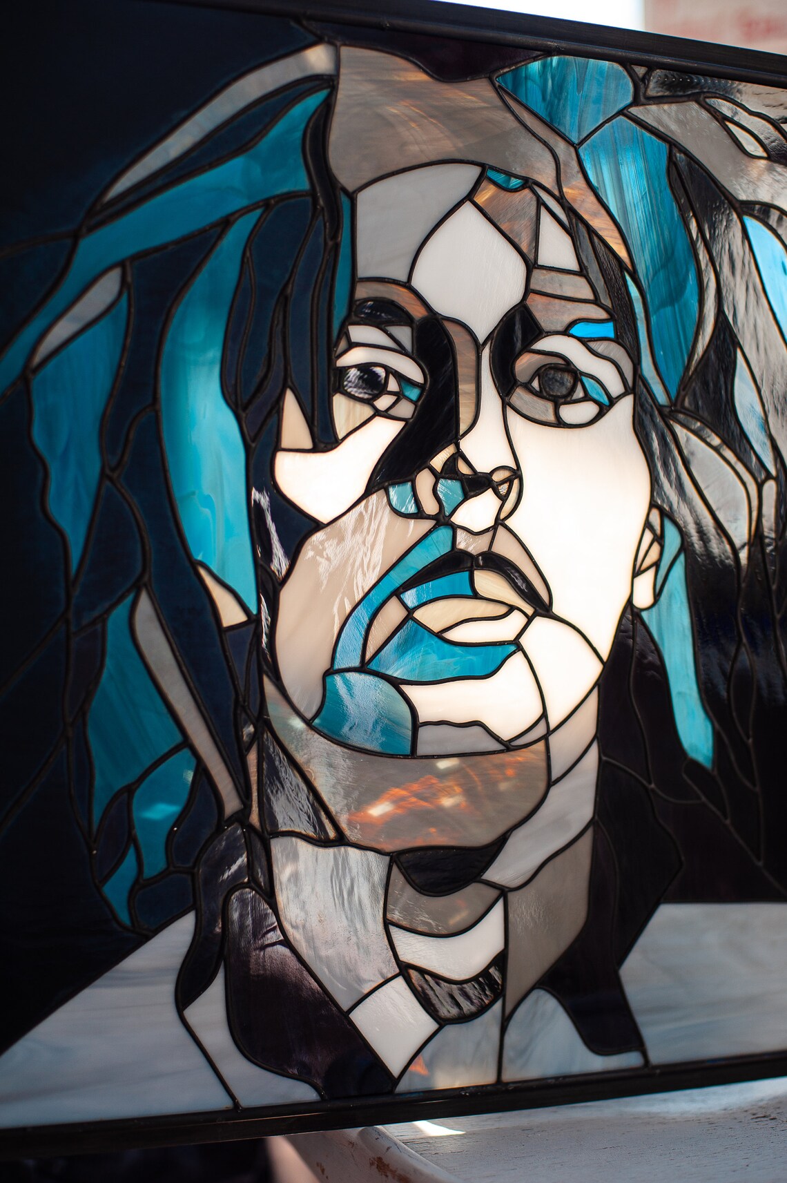 Wall decor black and white wall hanging art glass painting | Etsy