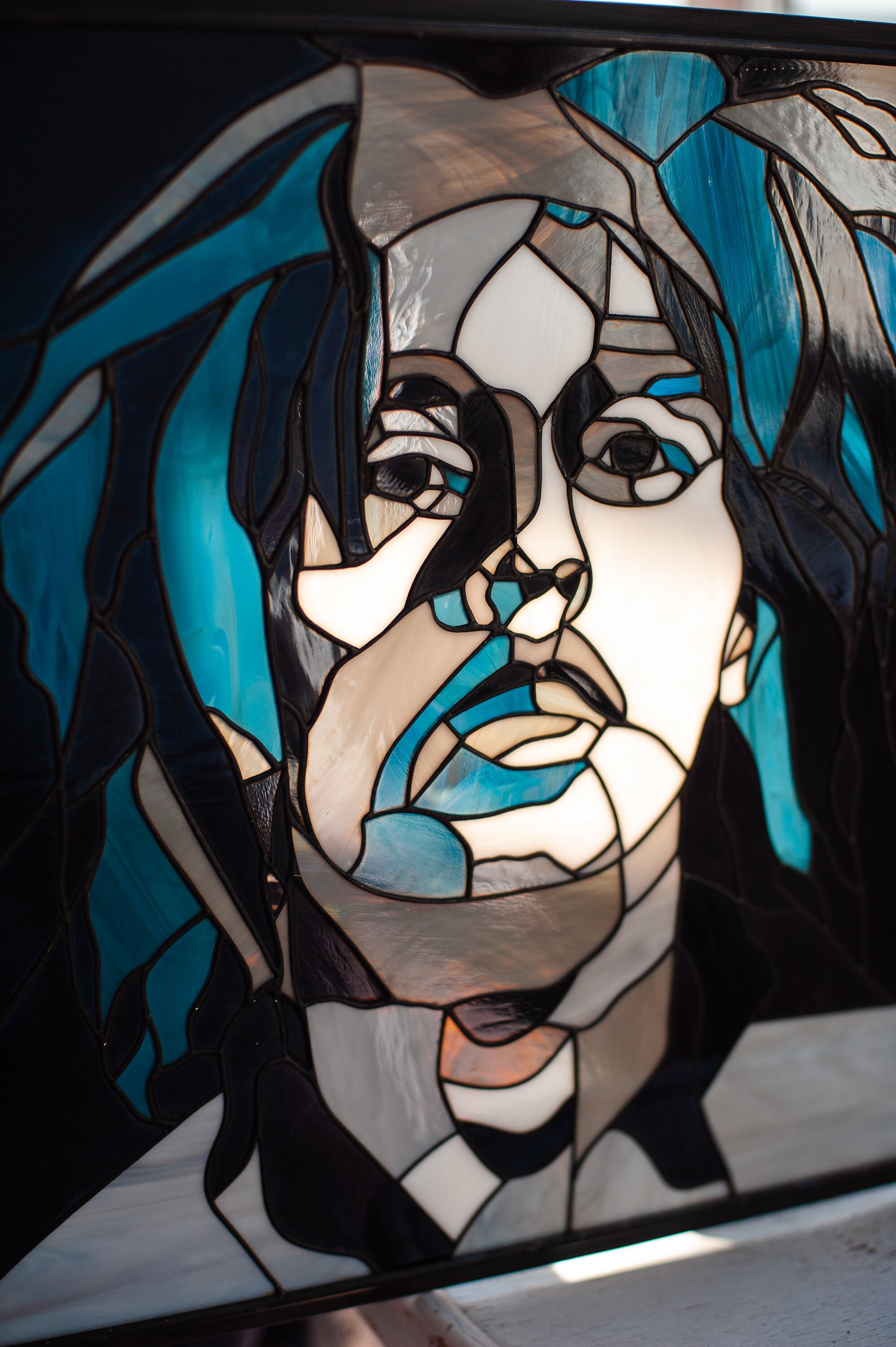 Wall decor black and white wall hanging art glass painting | Etsy