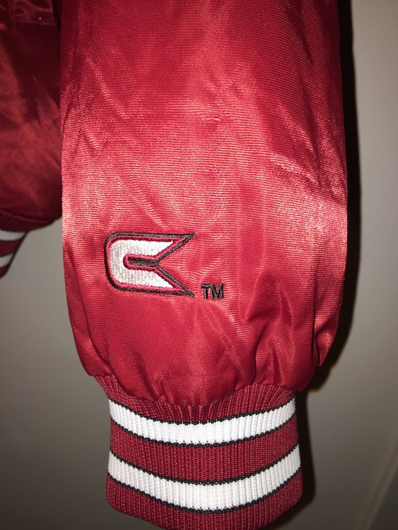 Vintage Indiana Red Silk Bomber Jacket- Men's Siz… - image 7