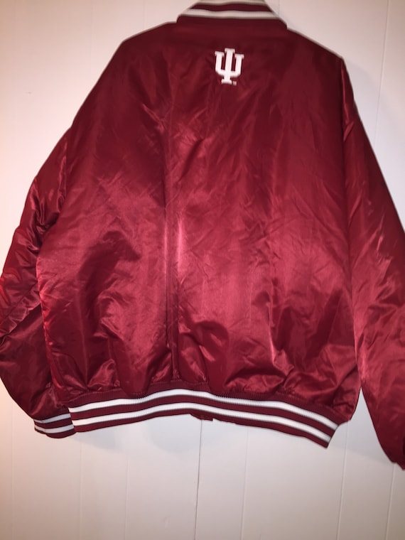 Vintage Indiana Red Silk Bomber Jacket- Men's Siz… - image 4