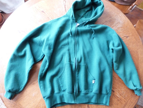 Vintage 1980's Green Russell Athletic zip up Hoodi