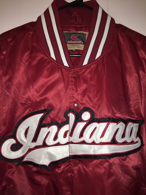 Vintage Indiana Red Silk Bomber Jacket- Men's Siz… - image 5