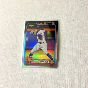 Carte de baseball - Francisco Lindor #137 - Mets de New York - 2024 Topps Chrome Holo Card - Livraison gratuite à partir de 10 dollars d'achat