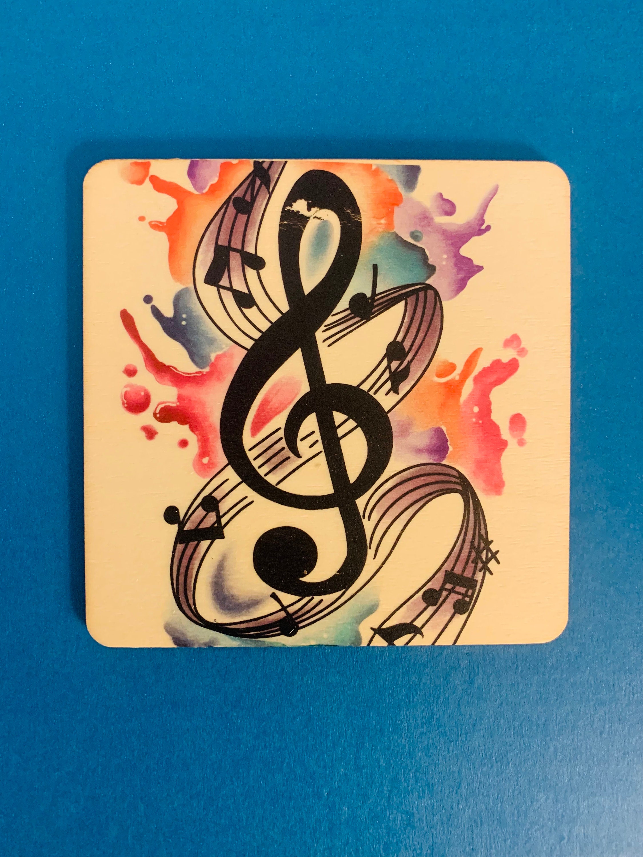 Wood Music Notes With Color Splash Painted Wooden Etsy