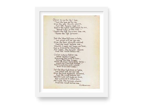 Spild voldsom succes The Vagabond Poem by Robert Louis Stevenson. Vintage Book | Etsy