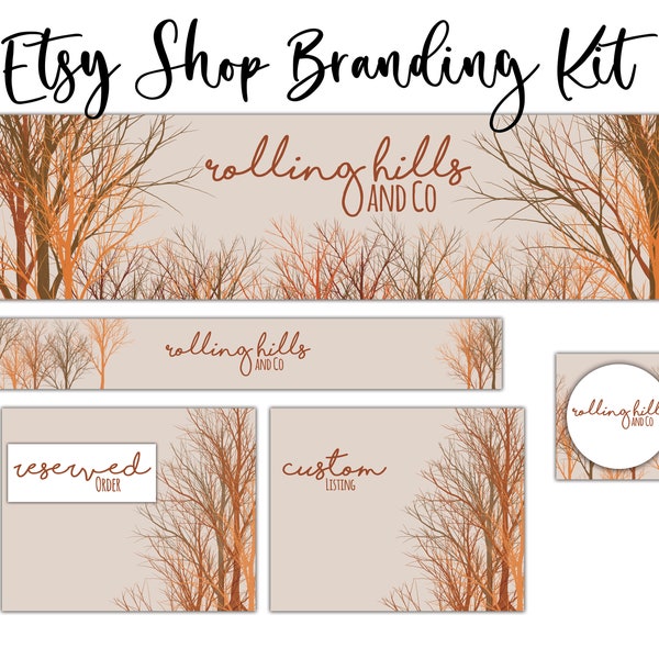 Etsy Shop Branding Kit, Etsy Templates, Shop Banner, Shop Icon, Fall Tree Thema