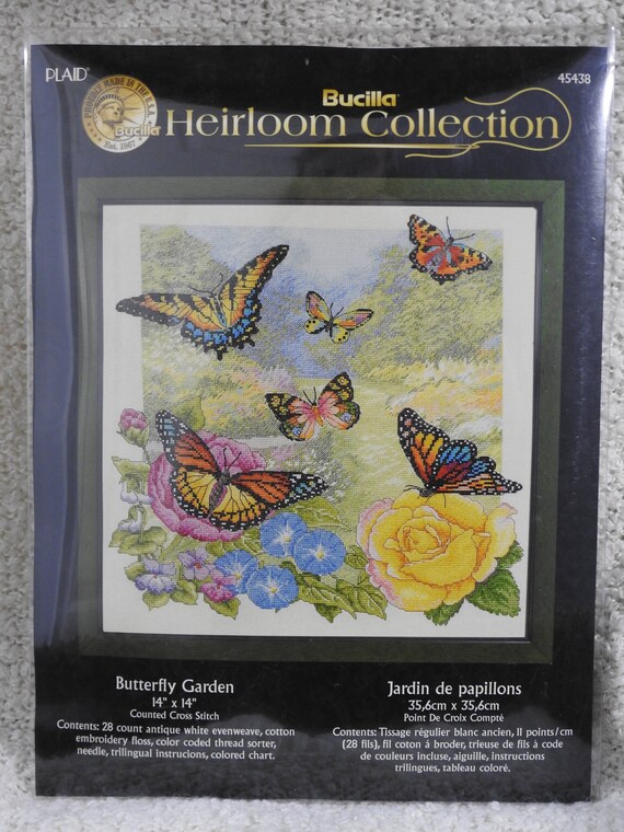 Bucilla Heirloom Collection Butterfly Garden Etsy Bucilla Heirloom Collection Butterfly Garden Etsy