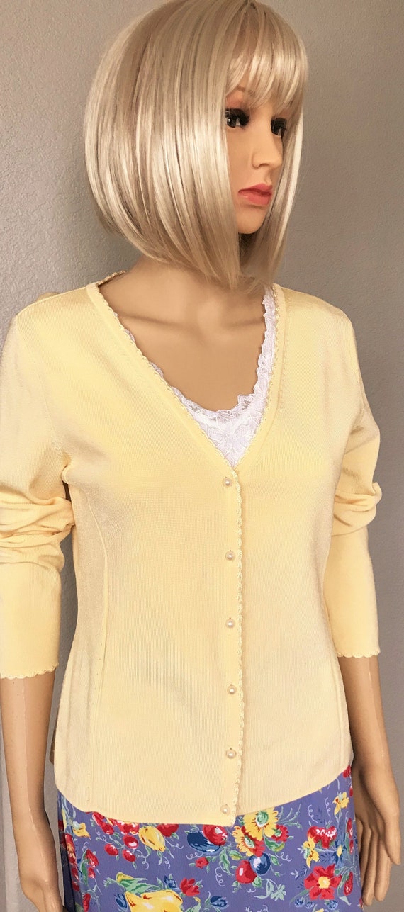 Yellow womens cardigan, Belldini vintage sweater S