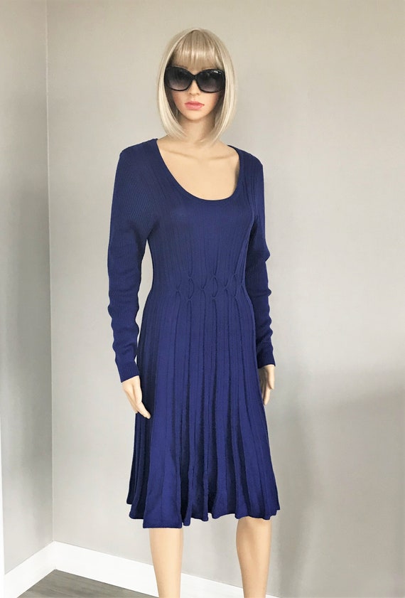 Connected Apparel womens knit dress, Royal blue s… - image 10