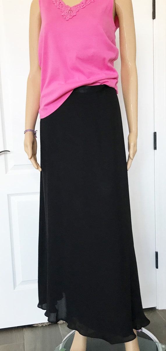 Womens black silk skirt, Ann Taylor long skirt, Vi