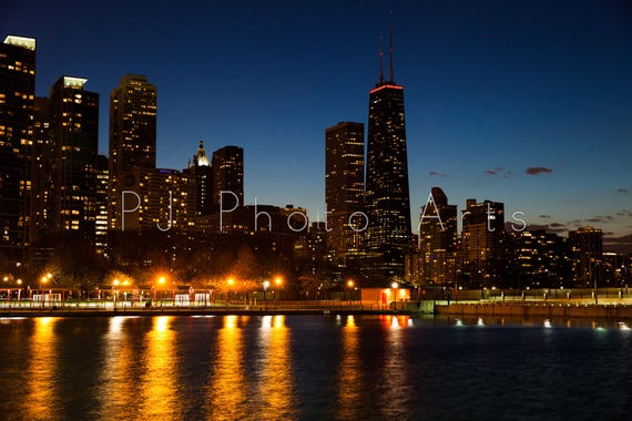Chicago Night Reflections 360 Chicago City Night Lights - Etsy Israel