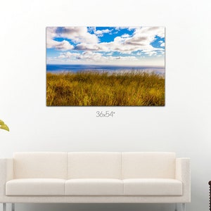 Grass and ocean photo canvas