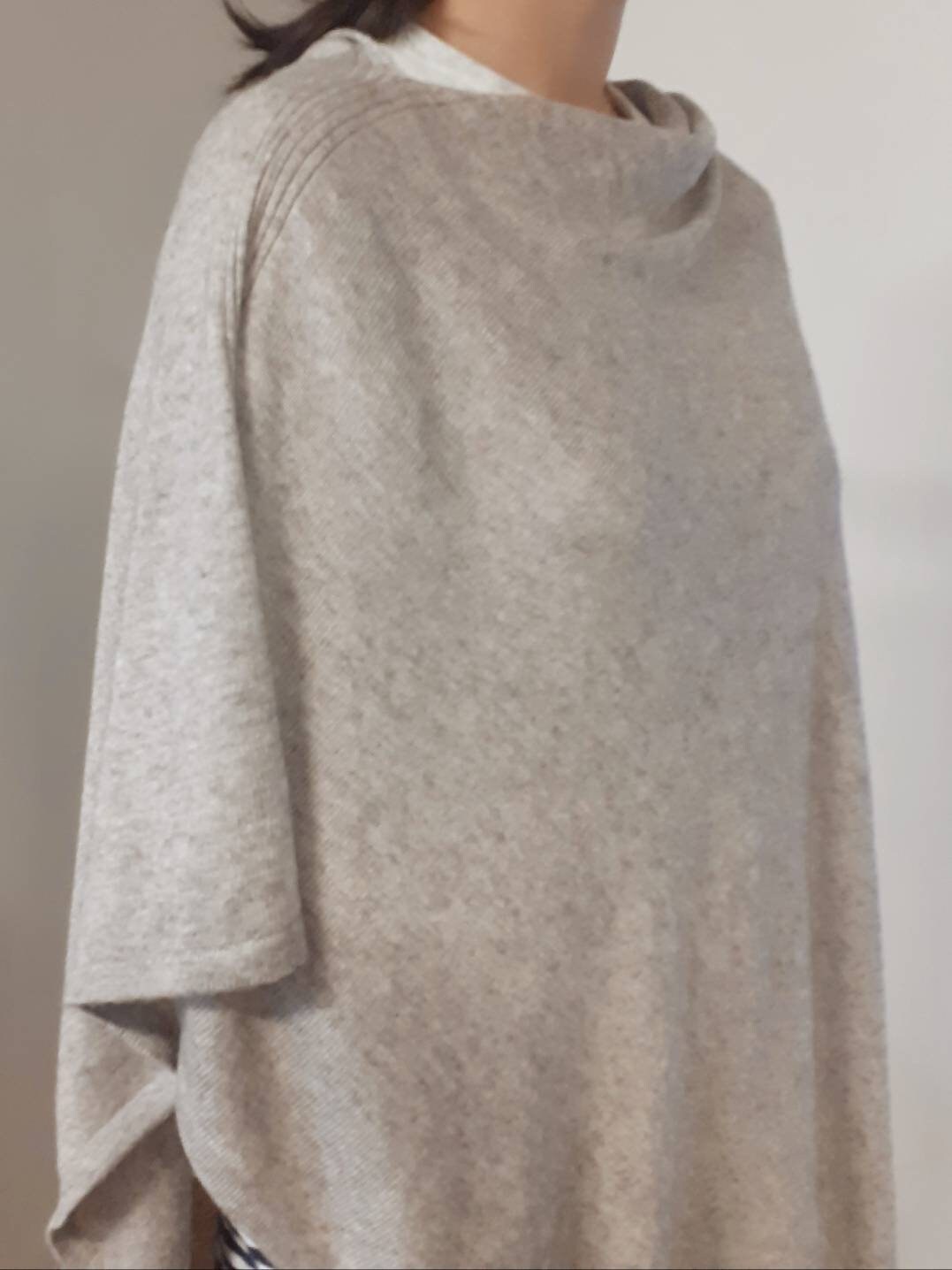 Gray Chocolate Brown Poncho in Natural and Ethical Cashmere - Etsy